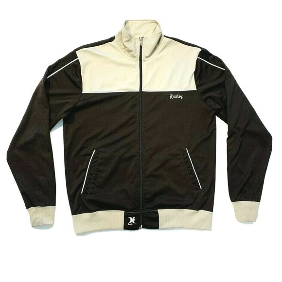 Hurley Full Zip Track Jacket Activewear Sweatshirt Bomber‎ Colorblock Brown S - Picture 1 of 12